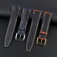 thumbnail image 4 of Correa de reloj de piel italiana negra y azul de 20 mm para IWC Pilot Mark Rolex Longines L2 L3 L4 Correa de grano de lichi suave para reloj de hombre, 4 of 5