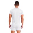thumbnail image 2 of LiiYii Combinaison à Manches Courtes pour Hommes, Pyjama une Pièce Extensible, Justaucorps de Gym, Col à Revers, Blanc TTG, 2 of 6