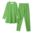 thumbnail image 2 of Kids Girls Fall Outfits Green Dress for Girls Long Sleeve Crewneck Pullover Dress Pants Set Loungewear Sets Lounge Sets Size 9-10 Years Girls Clothes, 2 of 4