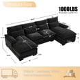 thumbnail image 2 of Wiilayok 110" Chenille U Shaped Sectional Sofa Couches,Modular Sectional Sofa Set with Double Chaise for Living Room,Black, 2 of 8