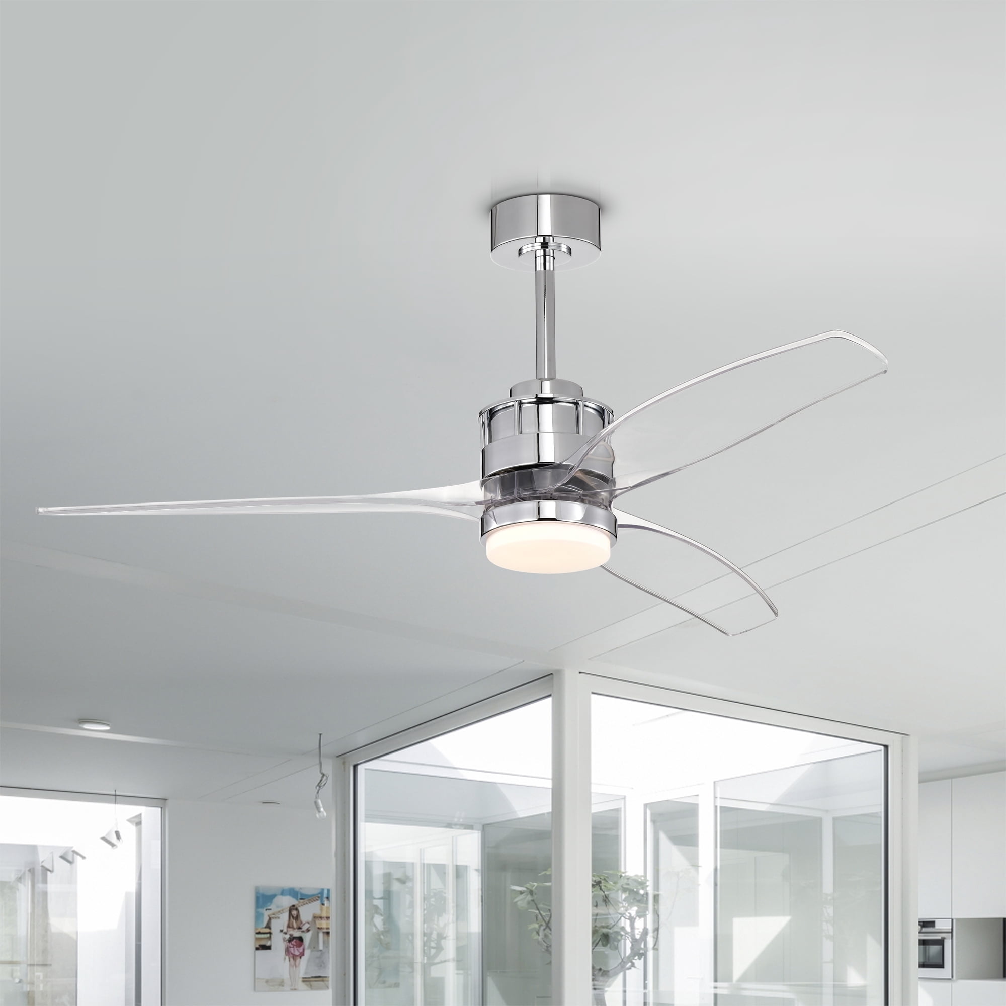 Murdo 52 in. 1-Light Indoor Chrome Finish Ceiling Fan with Light Kit
