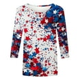 thumbnail image 5 of Cavosen Patriotic Tops for Women Petite Independence Day 3/4 Sleeve Crew Neck T Shirts American Flag Graphic Shirts Lady XL 4th of July Casual Shirts Red White and Blue Tunic Tees Patriotic Clothes, 5 of 5