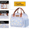 thumbnail image 5 of Lunch Bag for Woman Man Adults with Front Pocket Insulated Lunch Tote with Side Pockets Lunch Box Container for Work Picnic or Travel (Blue Daisy), 5 of 6