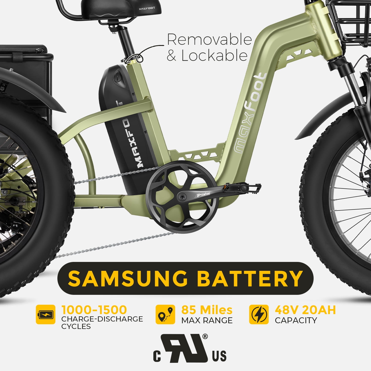 MAXFOOT MF31 Electric Tricycle for Adult, 750W Rear Drive Motor 3 Wheel Electric Bicycle with Suspension Fork, 85 Miles, 48V 20Ah UL Certified Battery, Fat Tire Electric Trike with Rear Differential