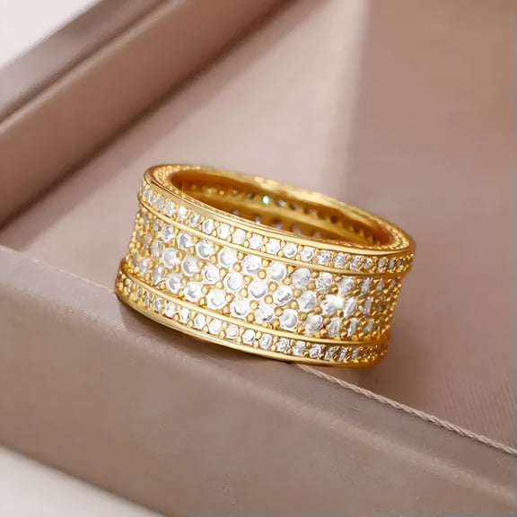 DESIGNICE Women Romantic 18k Yellow Gold Plated Rings Cubic Zirconia Jewelry Size 6-10