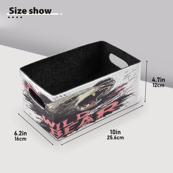 BZSMCE Shelf Baskets Irritable Wild Bear Pattern Storage Cube Bins 10.1*6.3*4.7in Set of 2