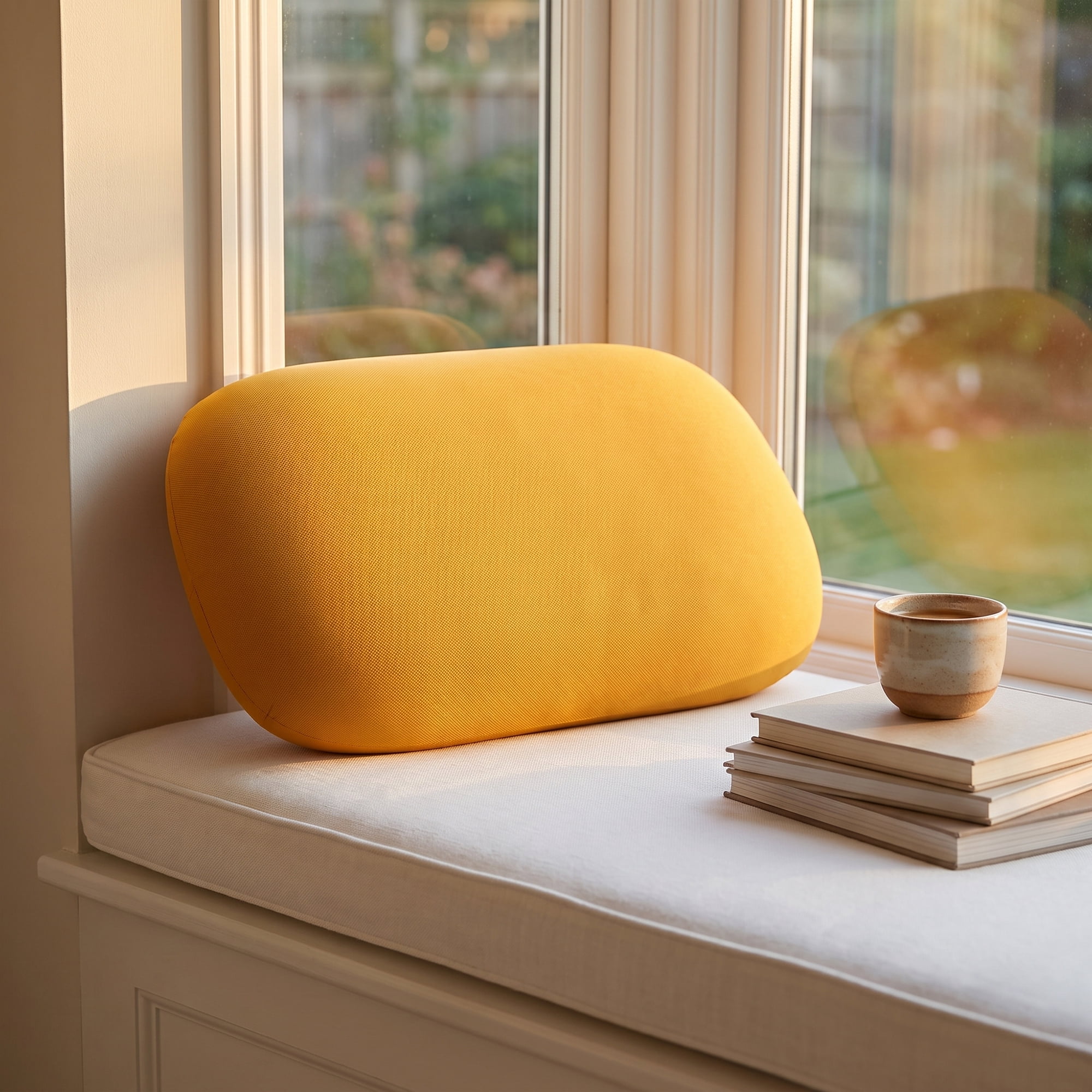 Unique Bargains Lumbar Support Pillow  Memory Foam Back Support Yellow 15"x10.2"x3.9"