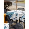 thumbnail image 5 of Outdoor Tablecloth with Umbrella Hole for Patio/Picnic/Party/Camping, Summer Marine Life Waterproof Table Cloth Square Cover Washable, Ocean Turtle Coral Shells Wooden Gray (60"x 60"), 5 of 9