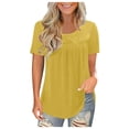 thumbnail image 1 of Femmes Mode Dentelle Solide Épissage Col Rond Manches Courtes T-Shirt Blouse Tops T-Shirt pour les Femmes, 1 of 4