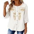 thumbnail image 6 of Short Sleeve Tops for Women Casual Round Neck Down 3/4 Lenght Summer Womens Tshirts White L, 6 of 9