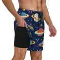 thumbnail image 2 of Kdxio Planets And Stars Print Men'S Swim Trunks With Compression Liner 7 Inch Inseam Quick Dry Swim Shorts, 2 of 7