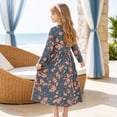 thumbnail image 3 of AmzBarley Girls Maxi Dress Long Sleeve Floral Casual Dresses 8-9 Years Gray Print, 3 of 7