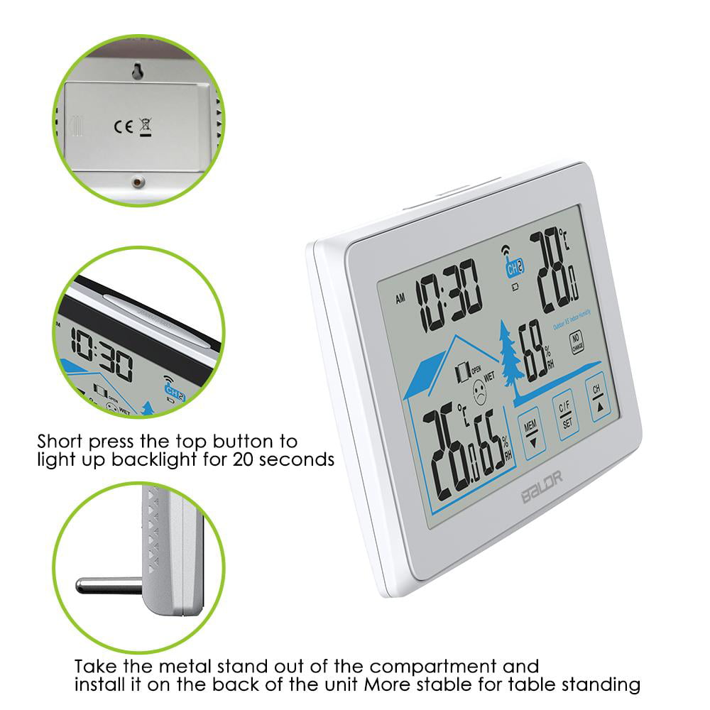 BALDR Wireless Indoor/Outdoor Thermometer - Surface or Wall Mounted  Temperature Monitor, 2.5” LCD Display Thermometer with Min/Max Records &  Trend