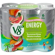 V8 +Energy Limited Edition Summertime Watermelon Juice Energy Drink, 8 fl oz Can, 6 Count