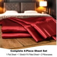 thumbnail image 6 of Smooth Satin BedTite Sheet Set, California King, Burgundy – Wrinkle-Resistant, Deep Pocket, Soft & Secure Fit, 6 of 7