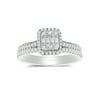 1/2 cttw Emerald Shape Halo Diamond Baguette Composite Bridal Ring Set (I-J, I2-I3) in 10K White Gold for Engagement and Wedding