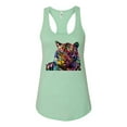 thumbnail image 2 of Wild Bobby, Colorful Rainbow Tiger Animal Lover Ladies Racerback Tank Top, Mint, X-Large, 2 of 3