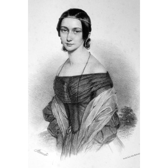 24x36 gallery poster, Clara Schumann in an idealized lithograph by Andreas Staub, c. 1839