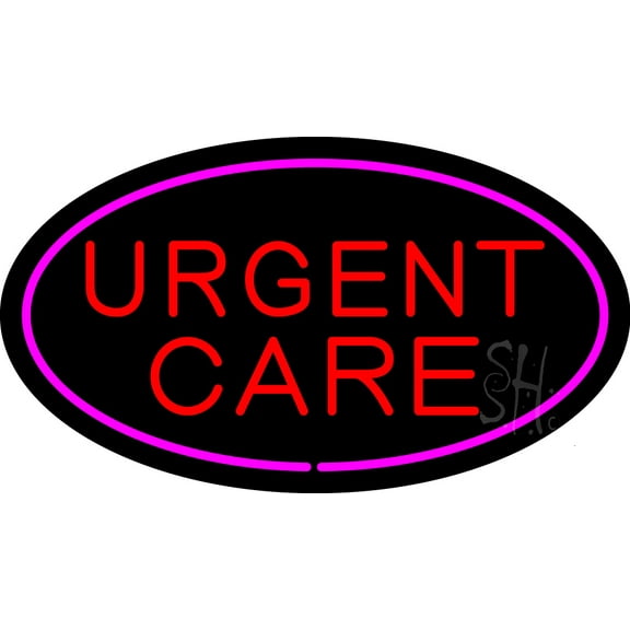 Urgent Care Oval Pink LED Neon Sign 20 x 37 - inches, Black Square Cut Acrylic Backing, with Dimmer - Bright and Premium built indoor LED Neon Sign for Defence Force.