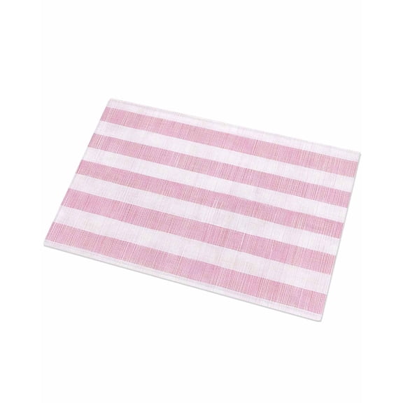 Luxury Plush Bathroom Rugs Mat, Pink Striped Soft Shaggy Bath Carpet, Farmhouse Vintage Stripes Non-Slip Floor Mat for Kitchen, Bedroom, 18"x30"