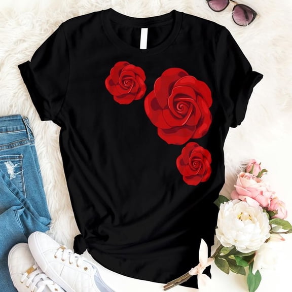 Red Roses Graphic T1EE_ Romantic Floral S1Hirt, Nature Lover Gift