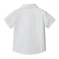 thumbnail image 3 of Boys Short Sleeve Dress Shirts Solid Button Down Shirts Summer Formal Uniform Shirt with Pocket,White 12-13Y, 3 of 5