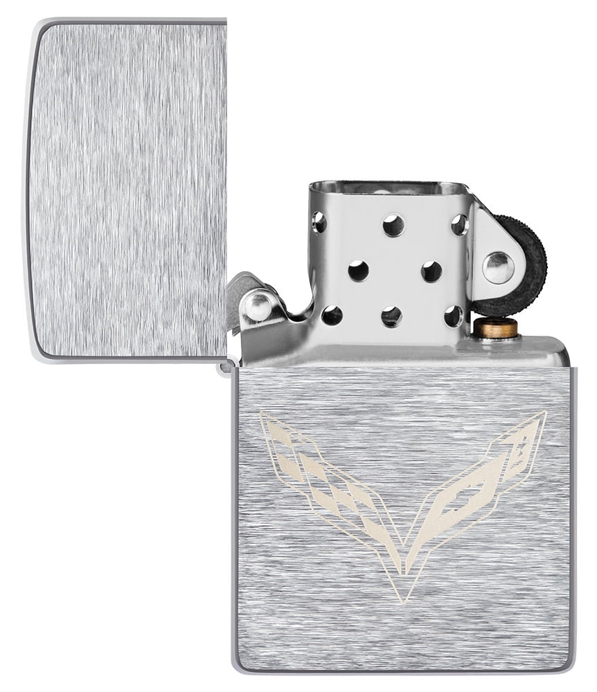 Zippo Chevrolet Corvette Logo Brushed Chrome Pocket Lighter