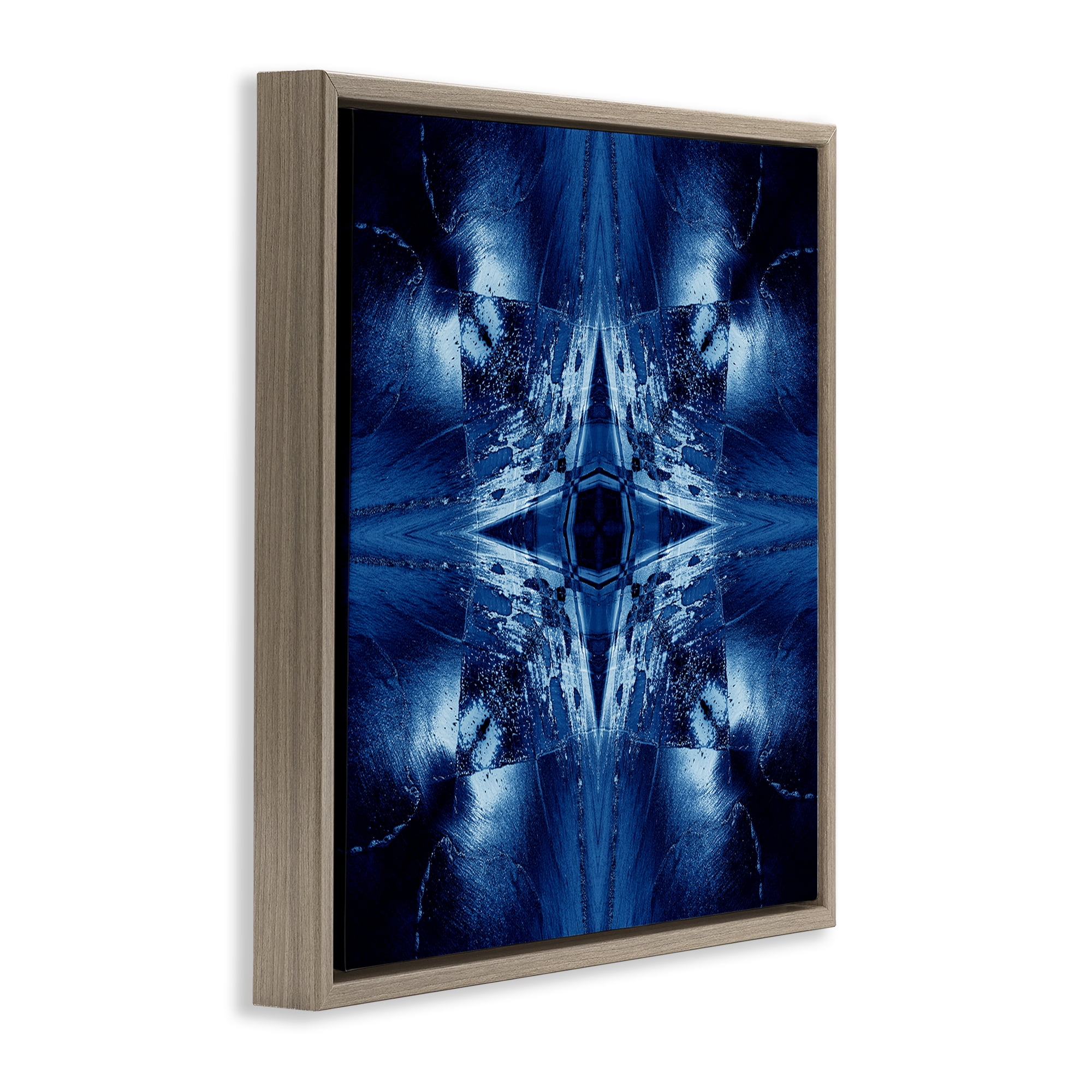Stupell Industries Dark Mirrored Mosaic Abstract Painting Brown Floater Framed Canvas Art Print Wall Art, 25 x 25