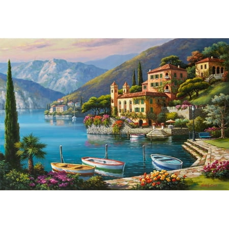 Villa Bella Vista Italy Italian Coast Landscape Painting Print Wall Art By Sung Kim