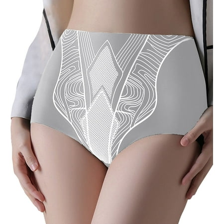 Icvfdpl Panties For Women High Waist Liquid Non Silk Ice Silk Belly Compression Powerful Body Shaping Lift Shaping Comfortable Skin-Friendly Womens Underwear Briefs Grey Xl