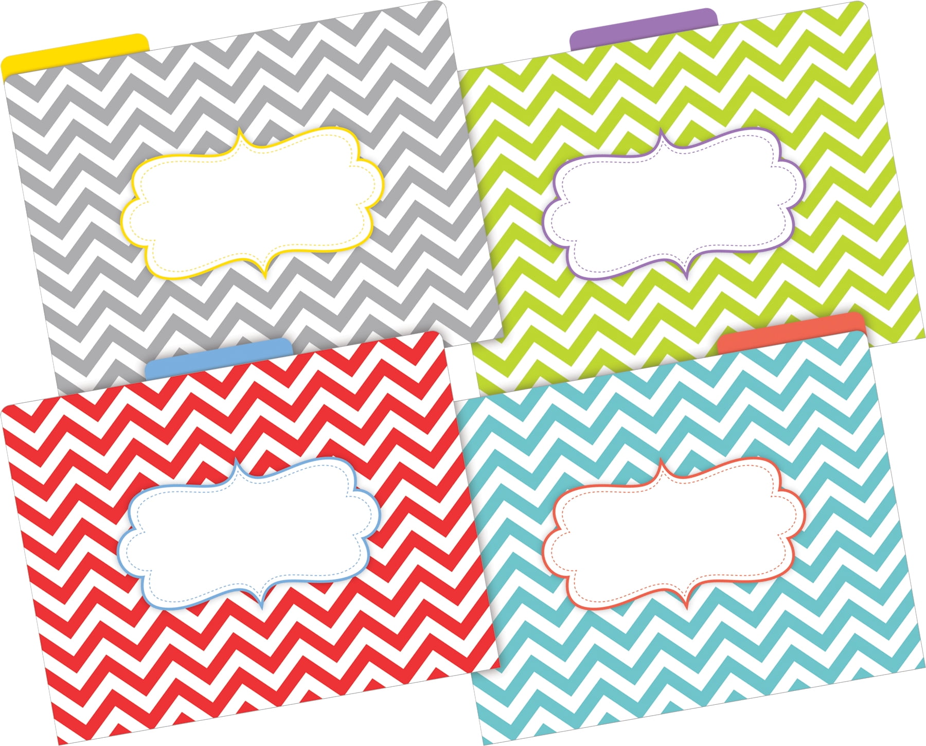 Barker Creek Tab File Folders, Letter Size, Beautiful Chevron, Pack Of 36 Folders