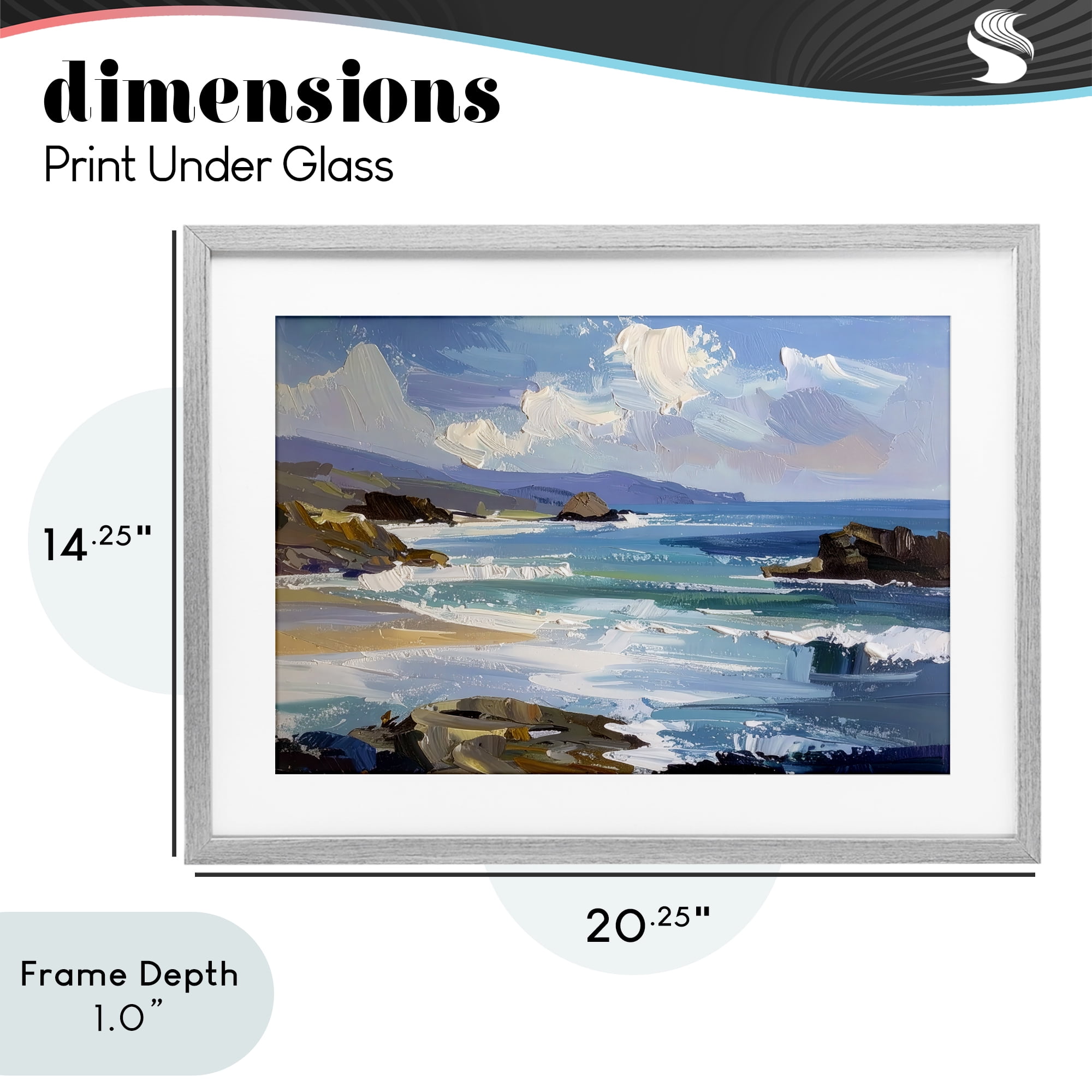 Stupell Industries From Sky To Sea Gray Framed Print Under Glass, design by Alonza Saunders