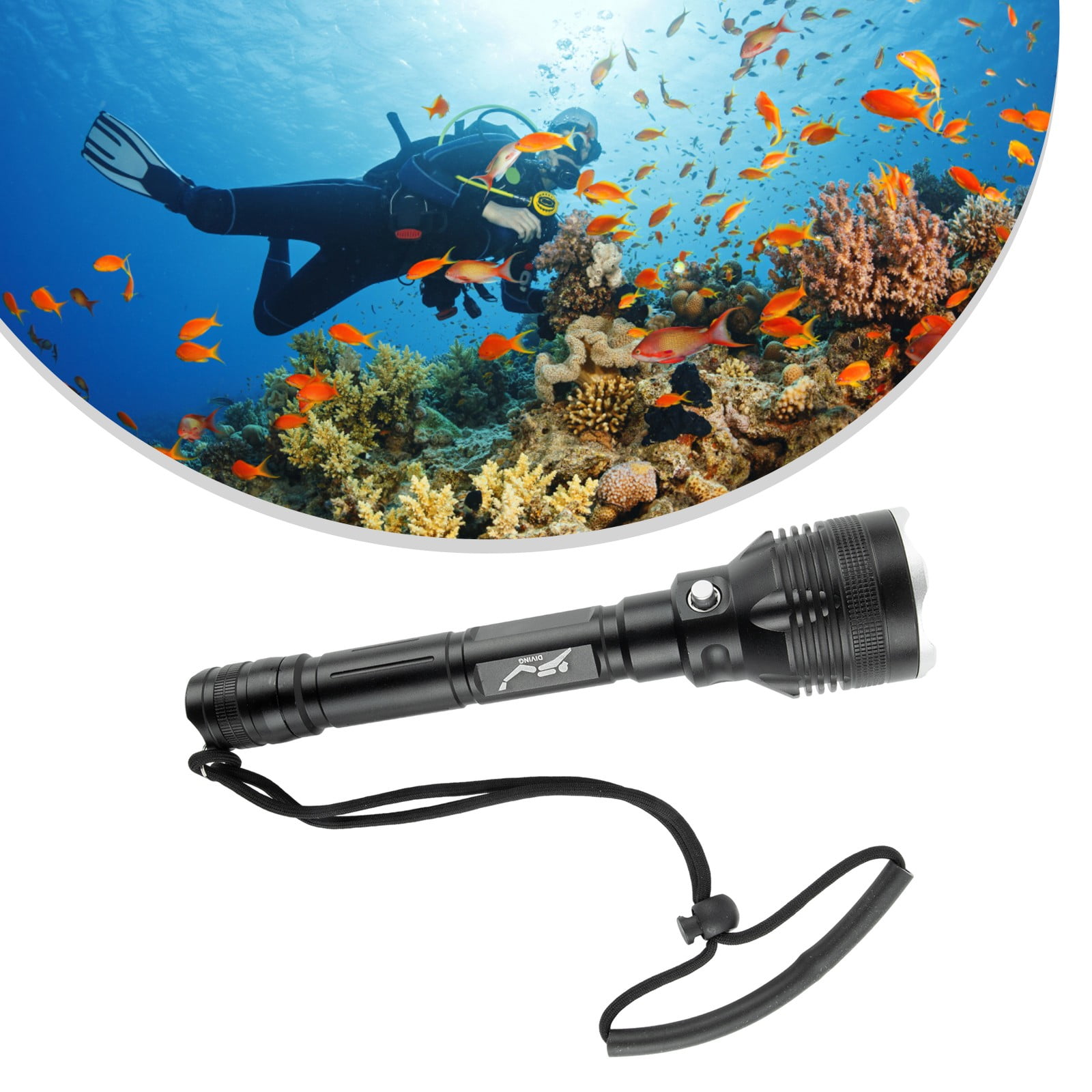 PASILI Scuba Diving Ipx8 Waterproof Flashlight Led Light 80M Deep Underwater Torch 4000Lm Non-Slip Flashlight With Hang Strap