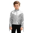 thumbnail image 6 of iiniim Tassel Boys Sequin Jackets Mock Neck Jacket Zip Up Coat Sparkle Outwear Performance Clothes White 8, 6 of 7