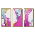 thumbnail image 2 of Designart "Illusions in Fluid II" Abstract Framed Wall Art Set Of 3 - Purple Abstract Frame Canvas Set For Living Room Decor, 2 of 7