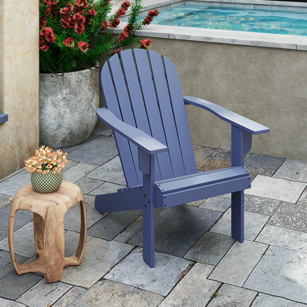 Topcobe Acacia Wood Lounge Patio Adirondack Chair with Inclined Seat, Outdoor Patio Furniture for Porch Balcony Garden Backyard-Blue