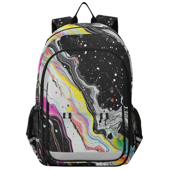 FORMRS Unisex School Backpack 17" Student Travel Bag with Laptop Compartment, Colorful White