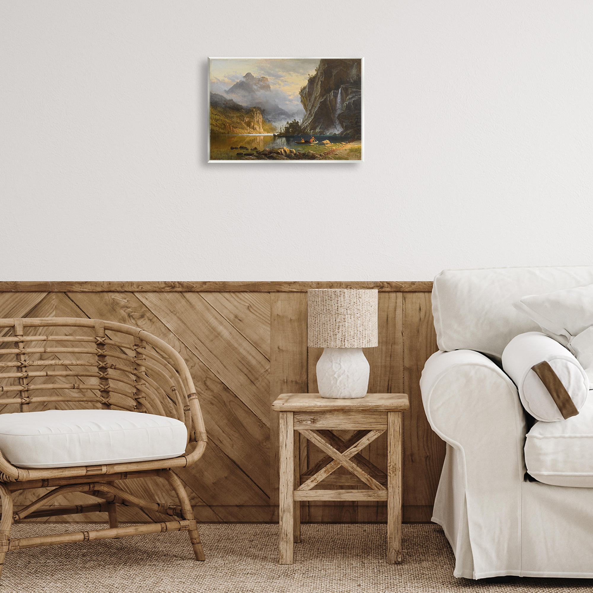 Stupell Industries Classical Spear Fishing Landscape & Nature Painting Unframed Art Print Wall Art, 15 x 10