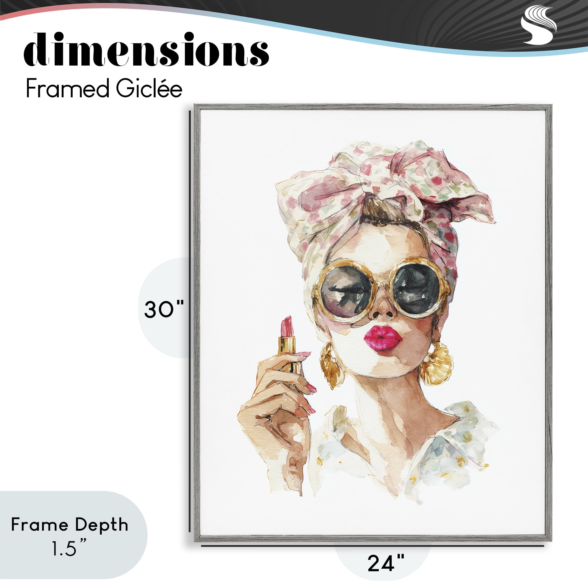 Stupell Industries Feminine Lipstick Spell Gray Framed Giclee Art, design by Svetlana Aleynikova