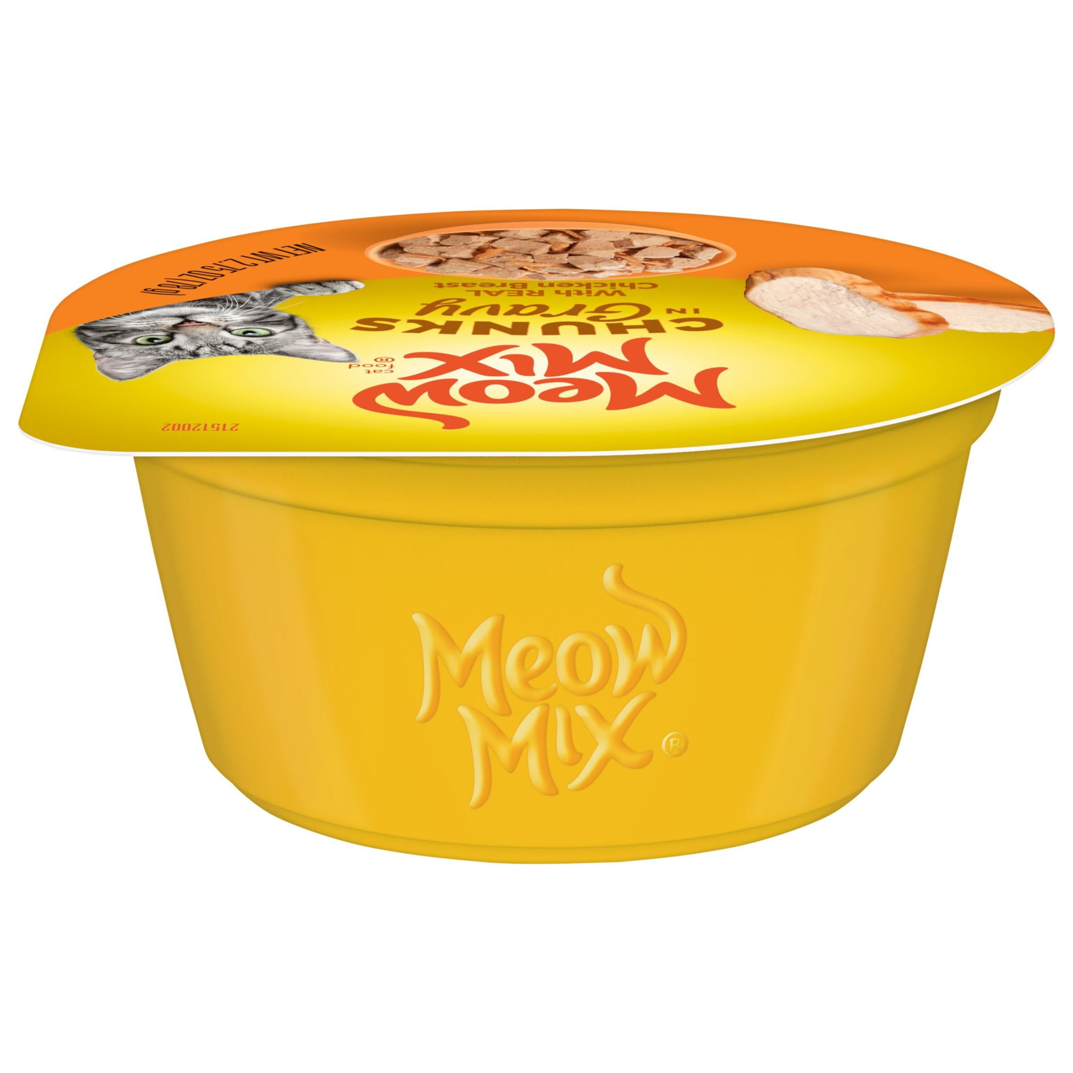 Meow Mix Chunks in Gravy Wet Cat Food With REAL Chicken Breast, 2.75 oz Cup (Packaging And Formulation Updates Underway)