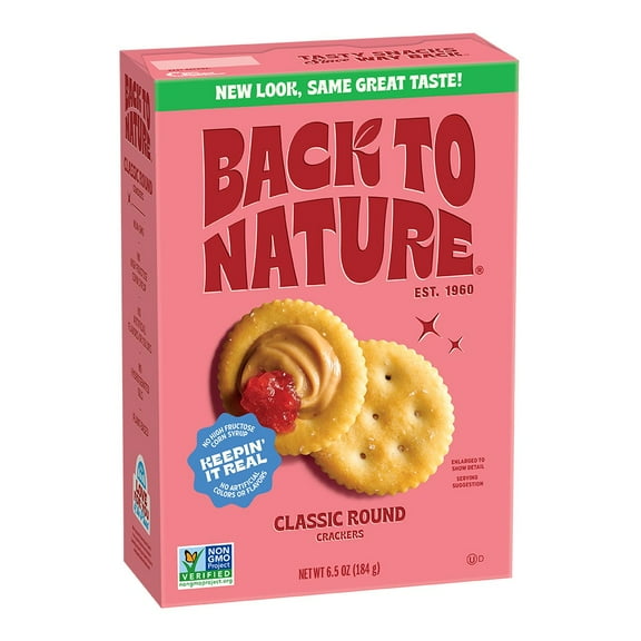 Pack of 2 Back to Nature Classic Round Crackers, 6.5 oz (Package May Vary)