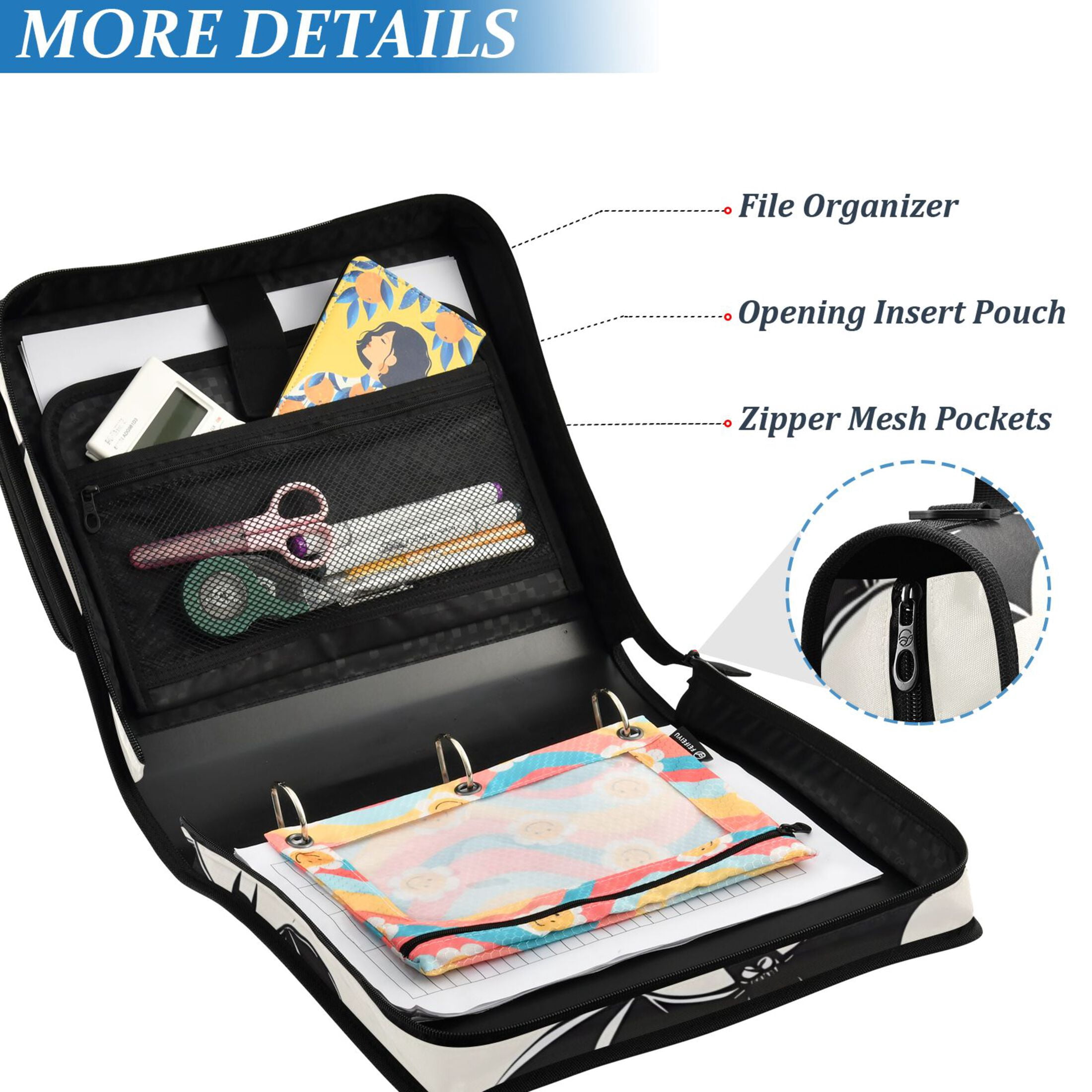 ALAZA Zipper Binder Bats Halloween 3 Ring Trapper Keeper File Folder Organizer Bag