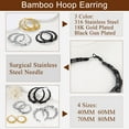 thumbnail image 6 of U7 Black Big Hoops Bamboo Earring 80mm Chunky Women's Earrings Stainless Steel Hoops Gift Christmas Jewelry, 6 of 7