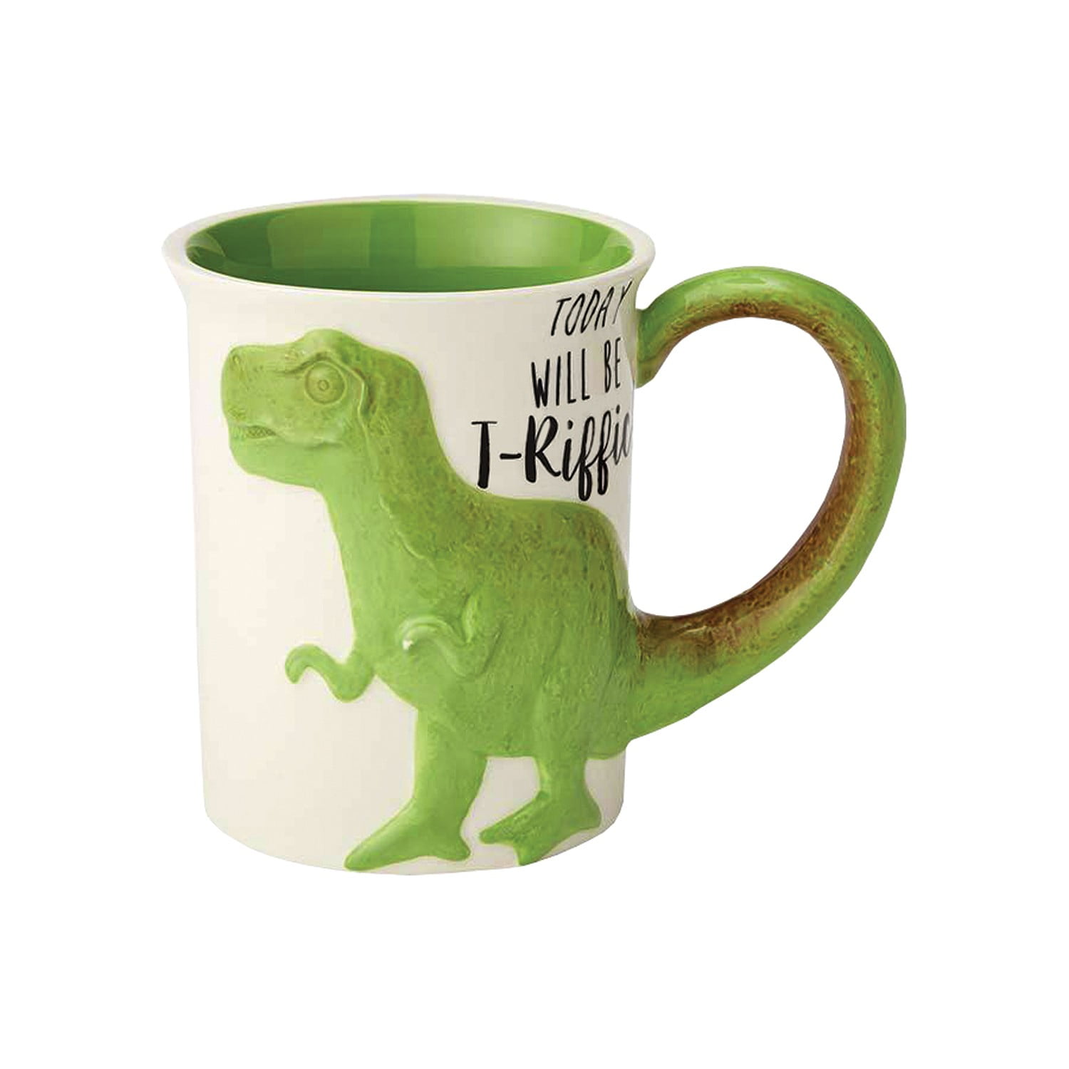 T-Rex Coffee Mug - 16 Ounces, Sculpted Tail Handle, Dinosaur 