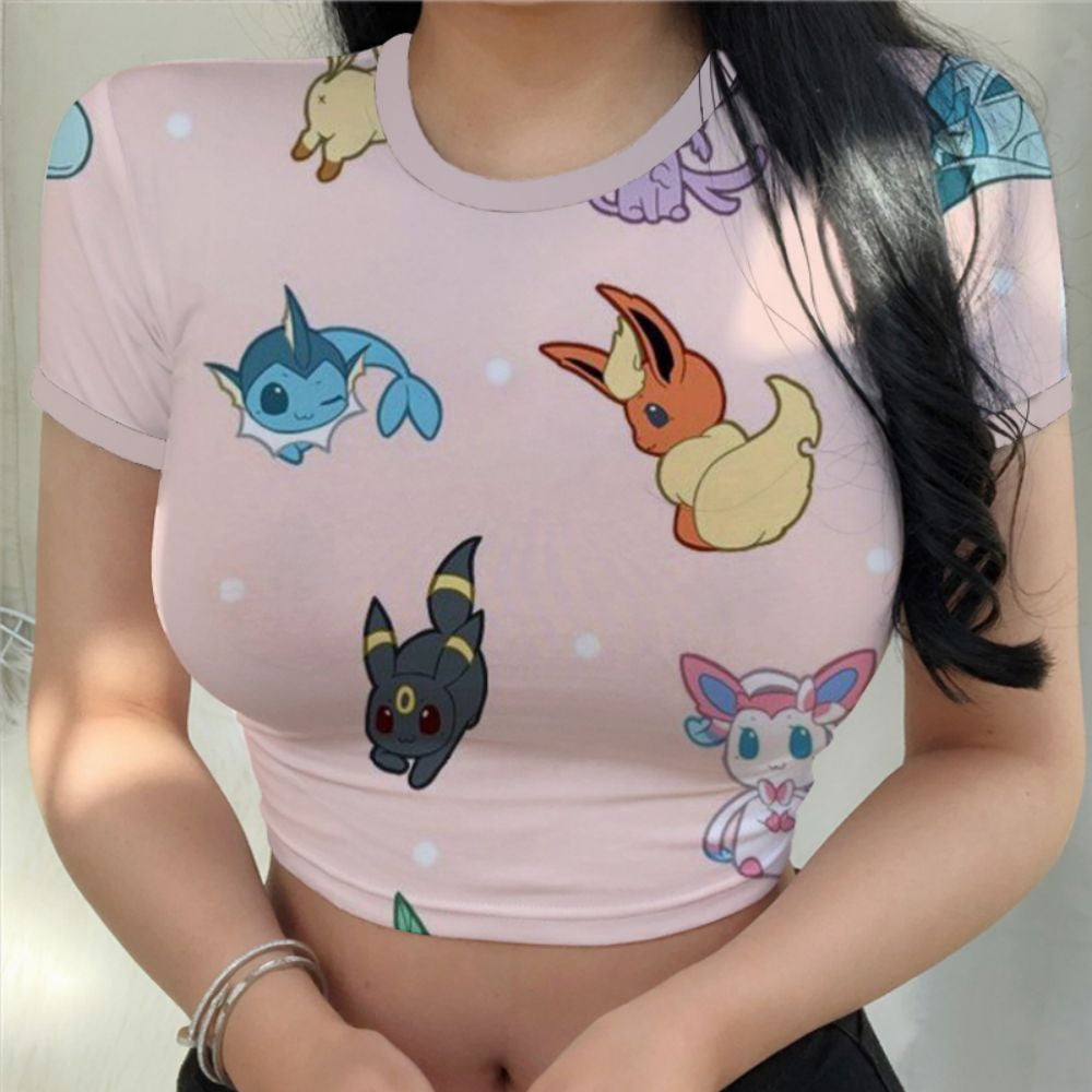 Camiseta Kawaii Y2k para mujer, Top de Anime, camiseta Sexy de Pokmon,  moda Harajuku, ropa de Pikachu, Tops cortos de Pikachu qym unisex | Walmart  en lnea
