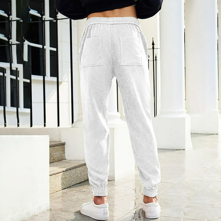 ManTuo Mens Work Pants Slim Fit Men's Corduroy Drawstring Elastic