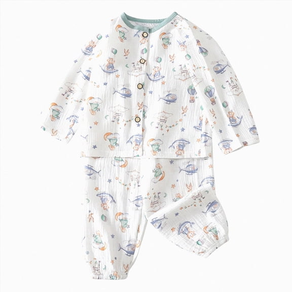 HFHAPW Toddler Baby Girl Pajamas Long Sleeve Button Down Shirts Pants Kids Sleepwear Pjs,18-24 M