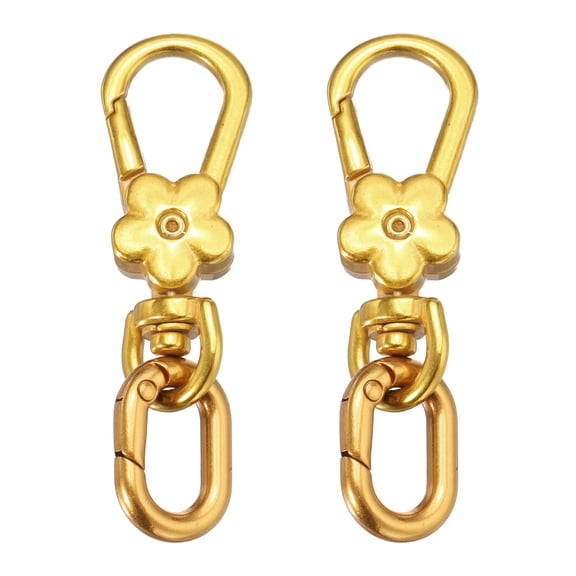 Uxcell 2 Pcs Metal Keychain Clip Swivel Lobster Claw Clasp Quick Release Oval Key Ring Detachable Double Opening Snap Hooks for Jewelry Making Crafts Backpack Bag Lanyard, Gold