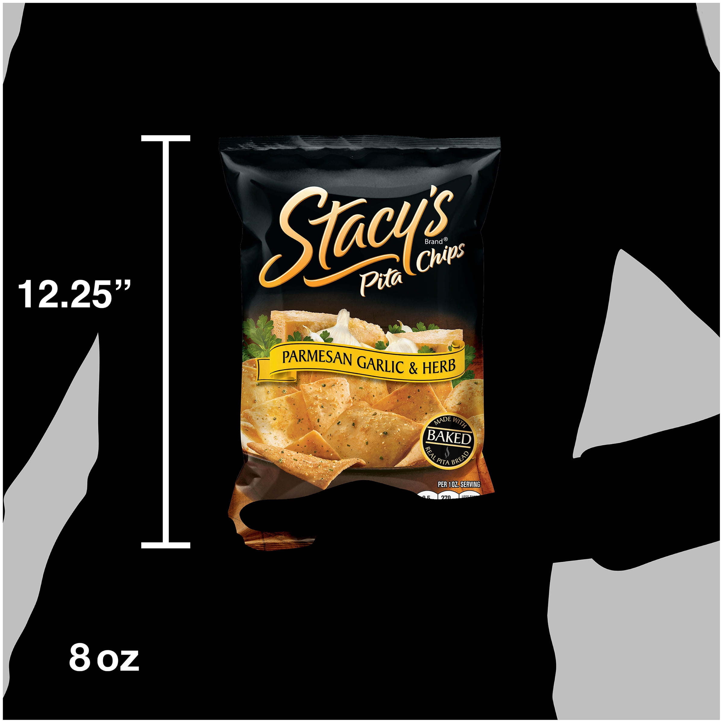 Stacy's Parmesan Garlic & Herb Pita Chips Snack Chips, 8 oz Bag Single Pack