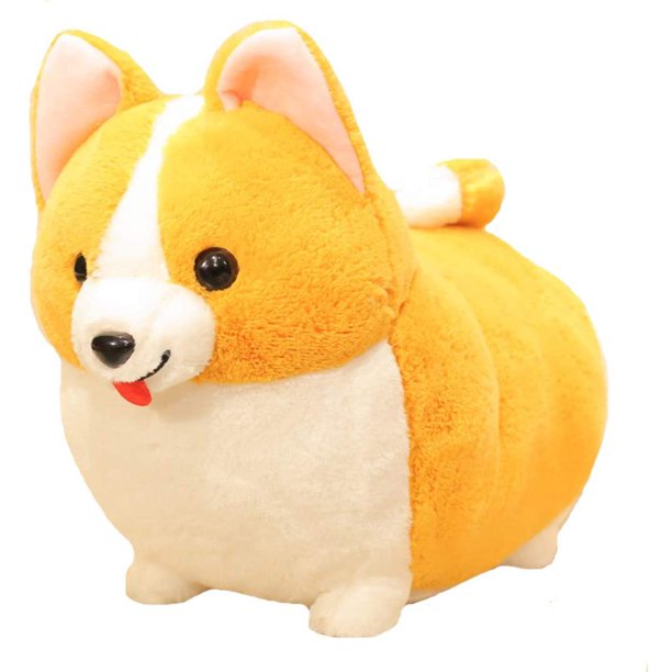 Cojín de felpa suave con diseño de perro Corgi de dibujos animados, almohada de animales, juguete de peluche, Squishmallow oso de fresa electrónico